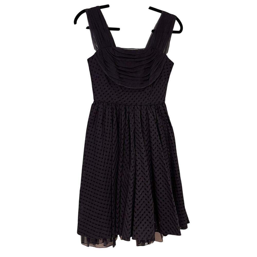 Anthropologie Girls from Savoy Navy Blue Silk Blend Fit and Flare Dress Sz 0